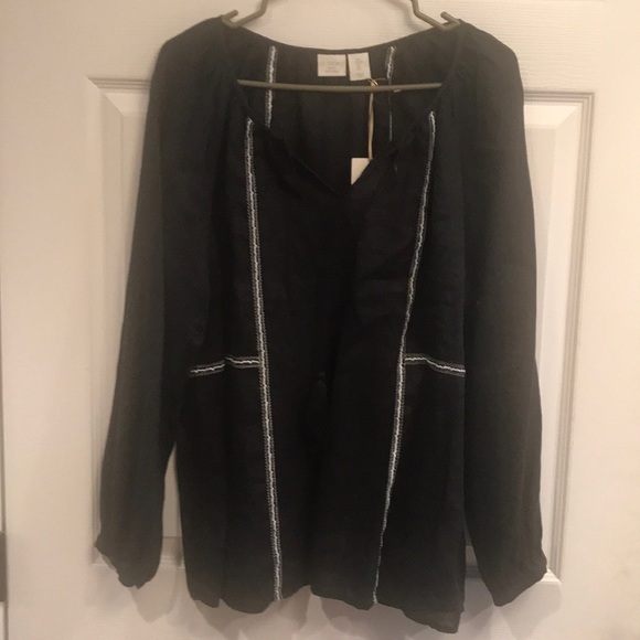 St Tropez West size L pullover linen top. NWT - Picture 1 of 5